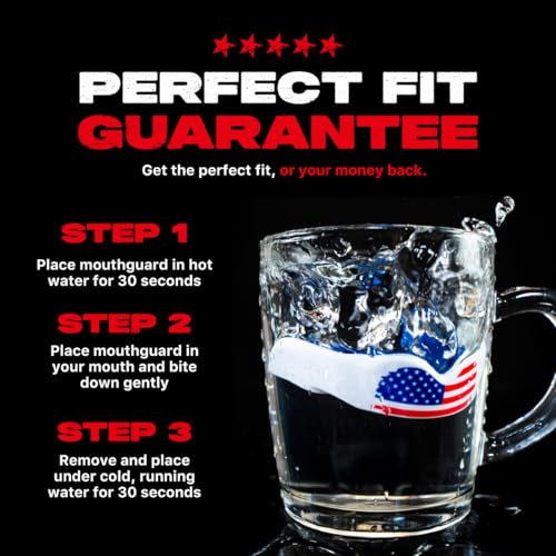 SAFEJAWZ American Flag Mouth Guard, Adult Dual Layer Mouthguard with Case - color: American Flag, size: Adult (12+)