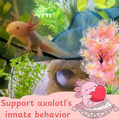 Axolotl Hammock For Aquarium with Ceramic Feeding Dish, Axolotl Hammock with Bowl, Reptile Triangle Hammocks with Tray Feeder, Axolotls Accessories For Tank, Bearded Dragon Tank Accessories (Black, S) - size: S