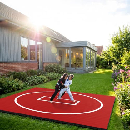 Wrestling Mat for Home Training BJJ MMA Jiu Jitsu Roll Up Mat - color: Red, size: 8FTx8FTx1.25inch