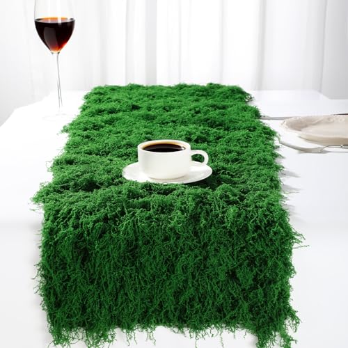 1 Pcs Artificial Moss Table Runner for Wonderland Tea Party Decoration 12 x 71'' Fake Moss Sheet Roll Waterproof for Enchanted Forest Fairy Decor Holiday Garden Wedding Birthday (Dark Green) - color: Dark Green