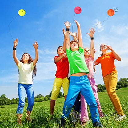 Skylety 24 Pcs Wrist Bounce Ball on String, Rubber Classic Style for Kids - style: Classic Style