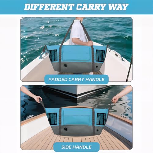 Insulated Fish Cooler Kill Bag with Flat Bottom-26x18 31x14 40x16 50x18 60x20 70x25 Inches Waterproof Fishing tackle Kill Cooler Bag - color: Blue-40x16x10