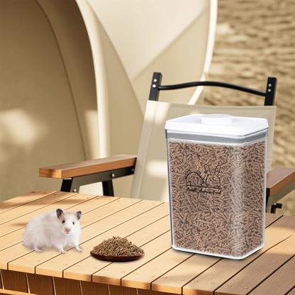 Pet Treat Storage Container,Clear Airtight Food Container One Button Opening Food Containers,with Handled Lid and Measuring Spoon Clear,for Storage Hamster Sand,Rabbit Food,Rabbit Nuggets Etc