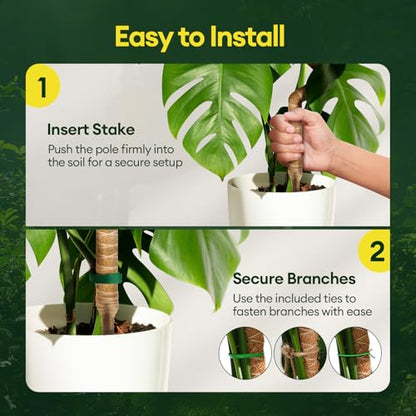 3-Pack 48” Bendable Moss Pole Monstera Plant Support for Climbing Indoors Plants, Coir Moss Poles Moss Sticks Plant Pole DIY, Plant Support Stake for Potted Plants