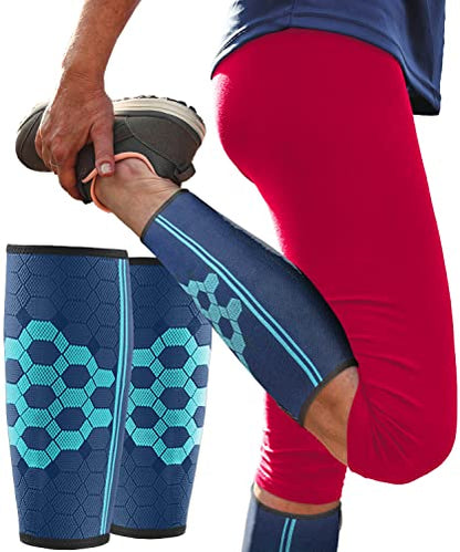 Sparthos Calf Compression Sleeves, Shin Splint Relief Men, Women - Blue-XL | Leg Compression Sleeves (1 Pair), Varicose Veins, Pain & Cramp Recovery, Air Travel, Nurses, Maternity, Running, Soccer - color: Cobalt Blue