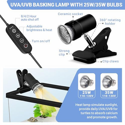 GOZILLA Mini Turtle Tank Kit with Adjustable Lamp, Upgrade PC Hermit Crab Tank,Small Turtle Starter Kit with Lid, Hideout Platform for Baby Turtles, Crabs, Fish.(11.8×7.24×7.1''/Black Kit) - color: Mini-Black02