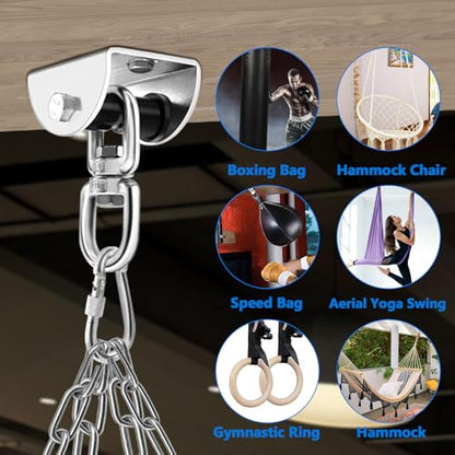 Eapele Heavy Bag Hanger, Punching Bag Mount for Ceiling 360° Swivel Wood Beam Holder for Boxing Bag, Heavy Bag, Gym Punching Bag, Speed Bag, Aerial Yoga Swing, Gymnastic Rings, Sandbag, Hammock