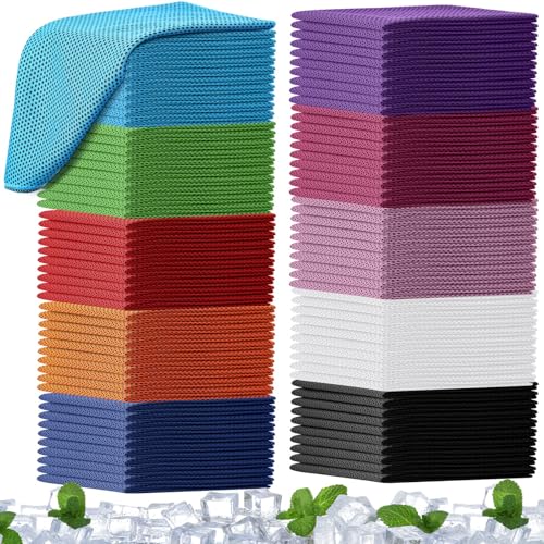 BBTO 100 Pack Cooling Towel Bulk - color: Multicolor, size: 40 x 12 Inch