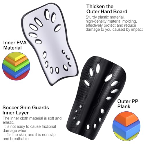 ANCIRS 2 Pair Soccer Shin Guards for Youth, Breathable Shin Guard Sleeves for Football Games, Protective EVA Cushion for Youth Men & Women - color: Red & Black