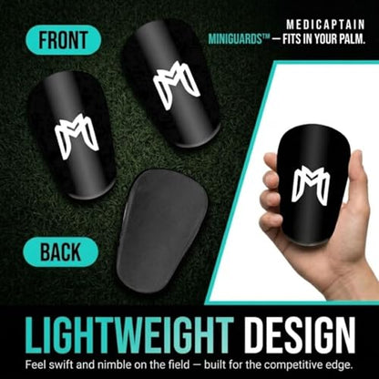 MediCaptain MiniGuards - Mini Shin Guards for Soccer Players - Tiny Shin Pads for Men, Women, Teens - Miniature Shin Guards 3.9 x 2.4 inch - Perfect for High Level Soccer Athletes - color: Black