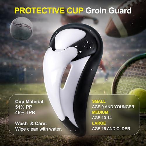 EALER Men's & Boys Lightweight Vented Athletic Cup — Soft-Rim Comfort Groin Protector, Shock-Absorbing Impact Guard for Baseball, Football, Lacrosse, Hockey, Boxing & MMA — Youth & Adult - size: Small