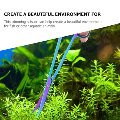 INOOMP Stainless Steel Water Plant Scissors Aquascaping Aquarium Trimming Tool with Colorful Wave Blades for Fish Tank Aquatic Plant Pruning