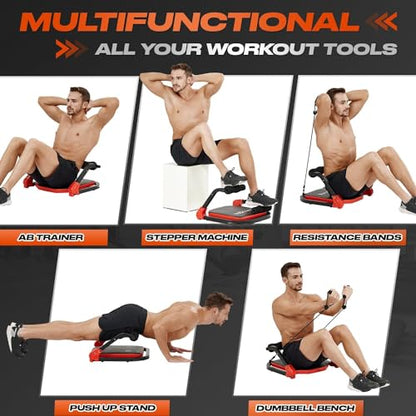 Yes4All Ab Crunch Machine For Total Body & Core Abdominal, Situp Lockable With Ergonomic Foam Handle & 2 Resistance Bands