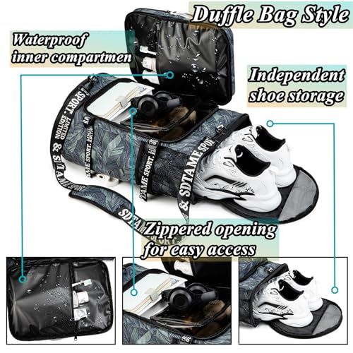 SDTAME Gym Duffel Backpack with Shoe Pocket & Laptop Sleeve - color: Silver