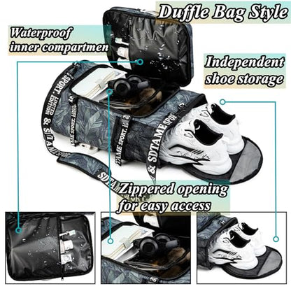 SDTAME Gym Duffel Backpack with Shoe Pocket & Laptop Sleeve - color: Silver