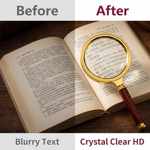 Magnifying Glass 6X Magnification Magnifier Handheld Magnifier for Science, Reading Book, Inspection