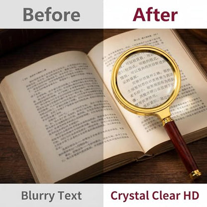 Magnifying Glass 6X Magnification Magnifier Handheld Magnifier for Science, Reading Book, Inspection