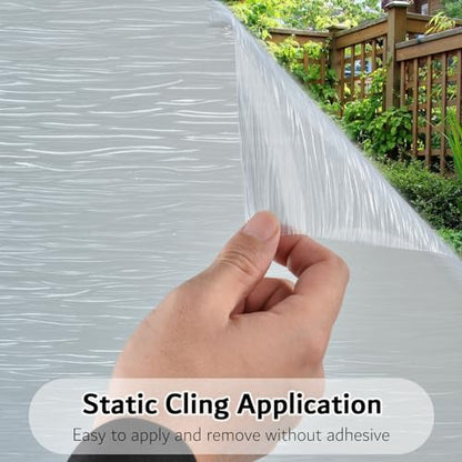 Frosted Window Privacy Film Non Adhesive Window Cling Removable Glass Covering Clear Water Opaque Window Film for Home Anti UV 23.6x118 inches - size: 23.6"x118" (60x300cm)