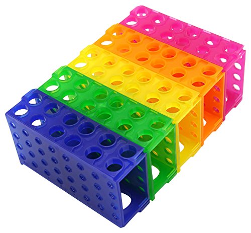 Heathrow Scientific HS29022Gpk10 HS29022G 4 Way Tube Rack, Polypropylene, Assorted Colors, Blue/Green/Pink/Yellow/Orange (Pack of 10), 1" Height, 1" Wide, 8.9" Length (Pack of 10) - size: Pack of 10