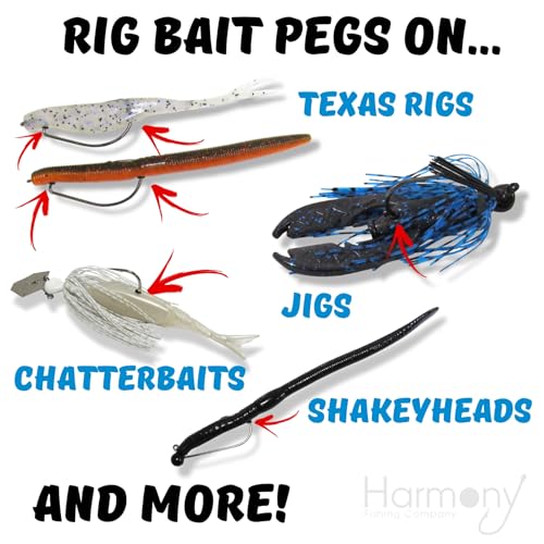 Bait Pegs (100 Pack) - Rubber pegs for Pegging Soft Plastic Fishing Lures to Hooks, jigs, chatterbaits, etc [Select Size] - size: NO