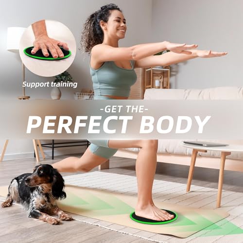 ZILLEEN Exercise Sliders for Working Out Pilates Fitness Discs 2pcs - color: Green