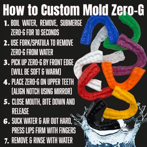 Zero-G Adult Mouthguard Black 1-Pack, Boil & Bite for Contact Sports - color: Black
