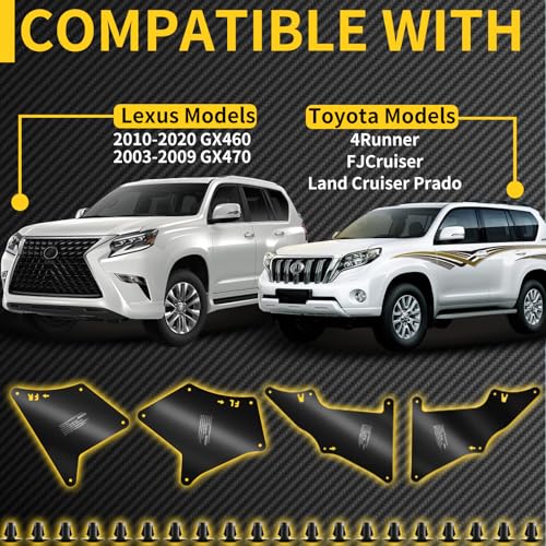 Splash Guard Fender Liners Shield with Clips | Premium PVC material. Precise fit for 4Runner 03-09, FJ Cruiser 07-14, Prado 03-19. Shields mud, water, debris. - color: for Toyota 4Runner (2003-2009), FJ Cruiser