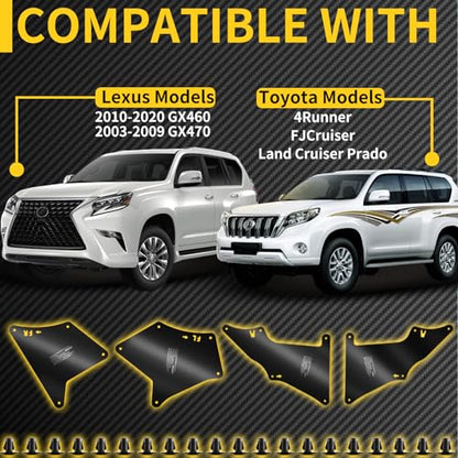 Splash Guard Fender Liners Shield with Clips | Premium PVC material. Precise fit for 4Runner 03-09, FJ Cruiser 07-14, Prado 03-19. Shields mud, water, debris. - color: for Toyota 4Runner (2003-2009), FJ Cruiser