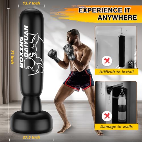 BaiYuan Inflatable Freestanding Punching Bag with Stand - size: 71"