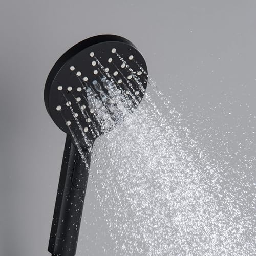 Circular 3 Settings ABS Handheld Shower Head, Multi-Function Showerhead with 3 Spray Modes, Ergonomic Design, Water-Efficient, Easy Install for Bathroom Showers, Matte Black Finish