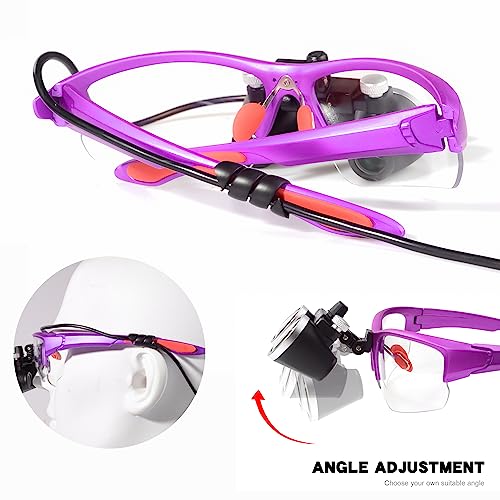 3.5x420MM Angle Adjustable Binocular Loupes Magnifier Glasses Loupes with Cloth Case (Purple) - color: Purple