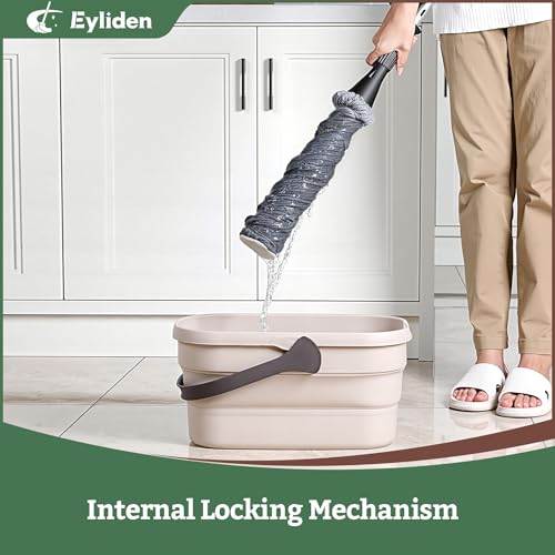 Eyliden Collapsible Bucket, 10L Foldable Mop Bucket with Handle, Portable Cleaning Pail for Camping, Car Wash, Fishing & Beach