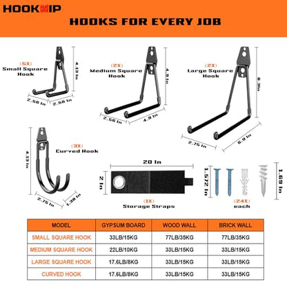 13 Pack Heavy Duty Garage Hooks, Wall Mounted Tool Hangers