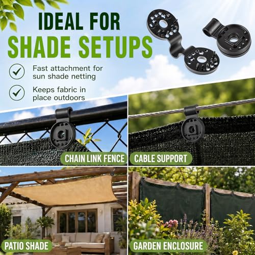 Frienda 30 Pcs Black Round Shade Cloth Plastic Clips Reusable Heavy Duty Sunshade Fabric Net Clips Attachment and Placement for Sun Shade Net Anti Bird Garden Waterproof Netting Accessories - color: Black