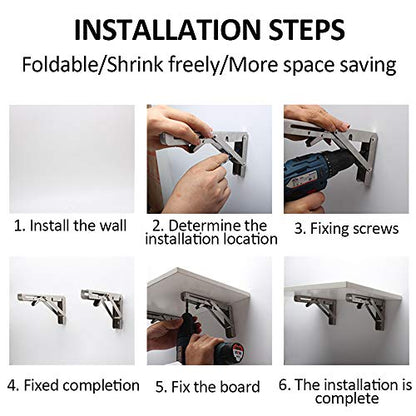 Storystore Folding Shelf Brackets - 20 Inch Heavy Duty Stainless Steel Collapsible Shelf Bracket for Bench Table, Space Saving DIY Bracket, Max Load: 550lb - size: 20 Inch