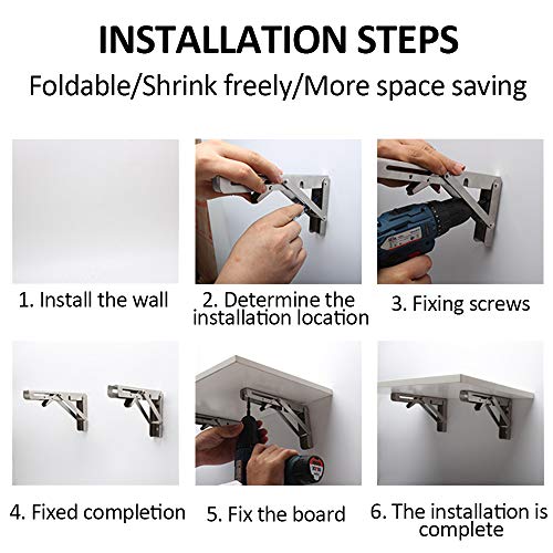 Storystore Folding Shelf Brackets - 18 Inch Heavy Duty Stainless Steel Collapsible Shelf Bracket for Bench Table, Space Saving DIY Bracket (2 PCS) - size: 18 Inch