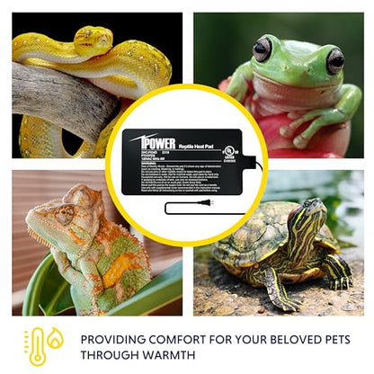 iPower 4 by 7-Inch 4W Reptile Heat Mat, LCD Digital Aquarium Thermometer, Under Tank Warmer Terrarium Heat Pad for Turtles Lizards Frogs and Other Small Animals, Multi Sizes