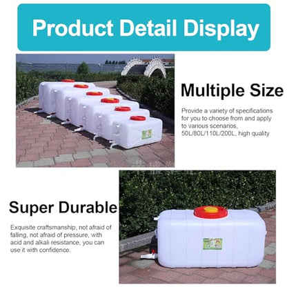 Heavy Duty Water Container Plastic Water Storage Carrier with Tap 50l 80l 110l 200l Water Tank Water Bottle Dispenser for Camping Caravan Hiking Outdoor(Size:110L) - size: 110L
