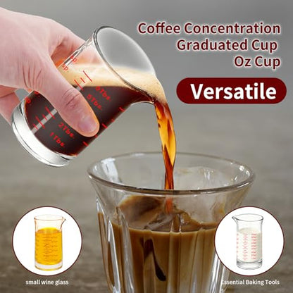 1Pc 3 Oz Glass Measuring Cup,Borosilicate Shot Glass with V-Shaped Spout-Black Red Line 90ml Precision Measuring Cup for Kitchen & Bar (1, Red) - color: Red