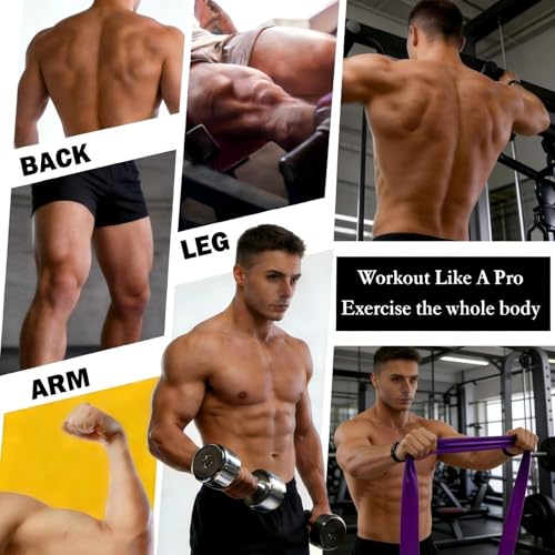 16-Pcs Resistance Bands Set - Premium Elastic Workout Bands for Home Gym, Strength Training, Yoga & Physical Therapy - color: purple（40-90lbs）