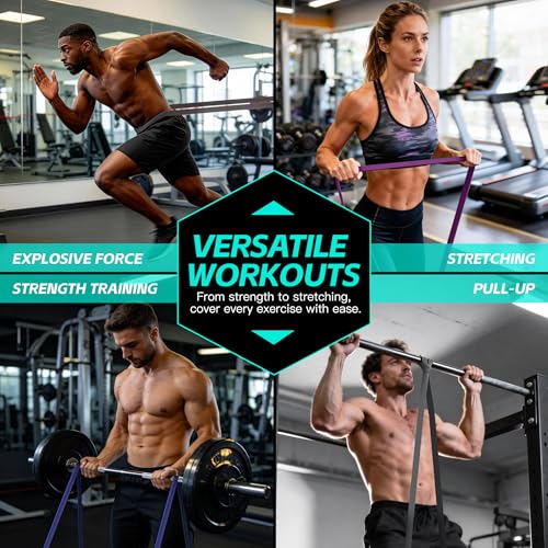 Pull Up Bands, Resistance Bands Set, Exercise Workout Bands for Men & Women, Ideal for Body Stretching, Physical Therapy and Muscle Training - color: Purple