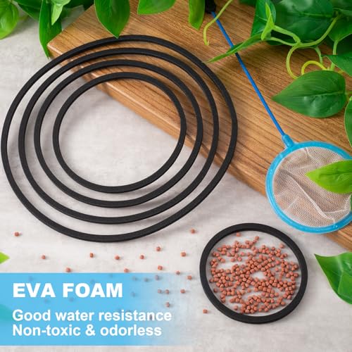 10pcs Fish Feeding Rings Set, 5 Sizes Round Floating Aquarium Plant Corral, Fish Tank Aquarium Accessories for Betta (Black)