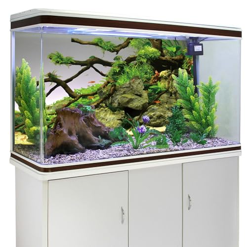 AWERT 48x18 inches Branches Aquarium Background Stone River Bed & Lake Fish Tank Background Green Algae Aquarium Background Vinyl Background - size: 48x18in/120x45cm