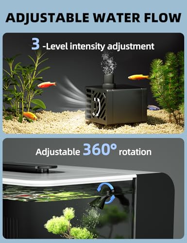 Betta Fish Tank, 2.5 Gallon Aquarium Kit with Modular Filtration, Heater, Light, Self Cleaning, Oxygenation, Small Fish Tank for Guppy, Shrimp - color: Black with Heater