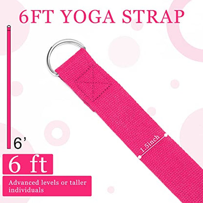 Leyndo Yoga Strap Stretching Pilates Exercise Adjustable Straps 6 ft Non Elastic Yoga Belt with Adjustable D Ring Buckle for Pilates Gym Workouts Fitness - color: Rose