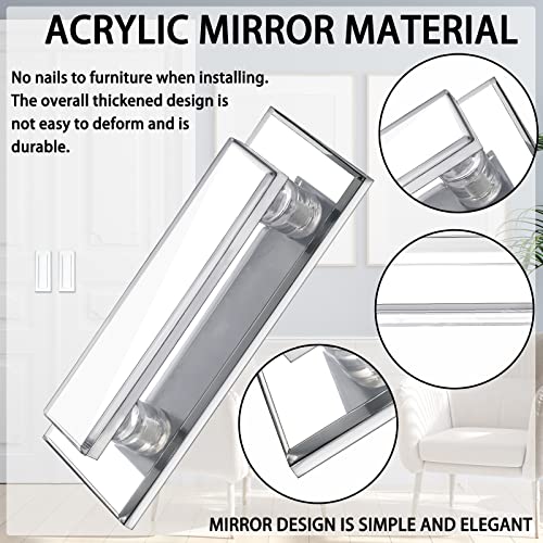 2 Pcs Mirror Closet Door Pulls Handle Adhesive Self Stick Acrylic Drawer Handle Knob Large Clear Instant Stick on Knobs for Closet Cabinet Wardrobe Windows Dresser Sliding Door (5.9 x 2 Inch) - size: 5.9 x 2 Inch