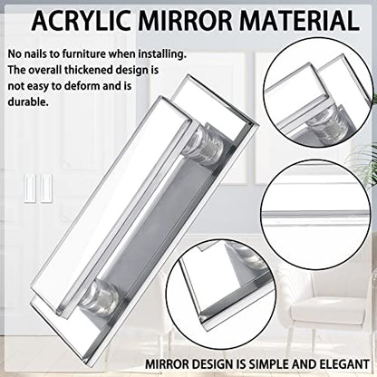 2 Pcs Mirror Closet Door Pulls Handle Adhesive Self Stick Acrylic Drawer Handle Knob Large Clear Instant Stick on Knobs for Closet Cabinet Wardrobe Windows Dresser Sliding Door (5.9 x 2 Inch) - size: 5.9 x 2 Inch