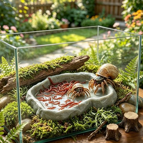 2 Pack Snail Food and Water Bowl, Pet Snail Feeder, Small Reptile Food Dish Bowl Calcium Dish for Land Snails Mini Lizard Gecko Bearded Dragon Chameleon and Hermit Crab (Cement Gray)