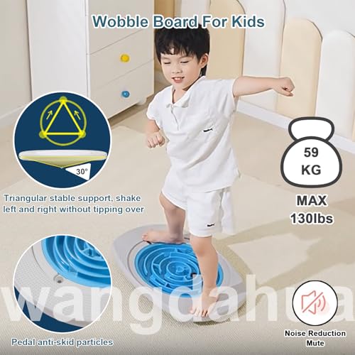 Balance Board for Kids, 20 inch Balance Board Maze with 2 Balls, 3 Replacement Labyrinth Boards, Toddler Wobble Boards for Sensory Training, Non-Slip Pedals, Max Load 130 Lbs