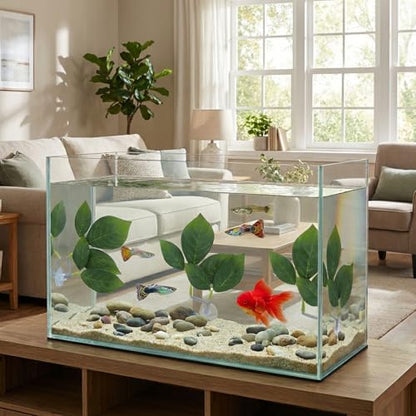 3 PCS Fish Leaf Pad Fish Tank Accessories, Adjustable Plastic Fish Leaf Pad, Betta Fish Leaves Natural Habitat Playing for Betta, Guppy, Tropical Fish Resting, Playing, Breeding with Suction Cup